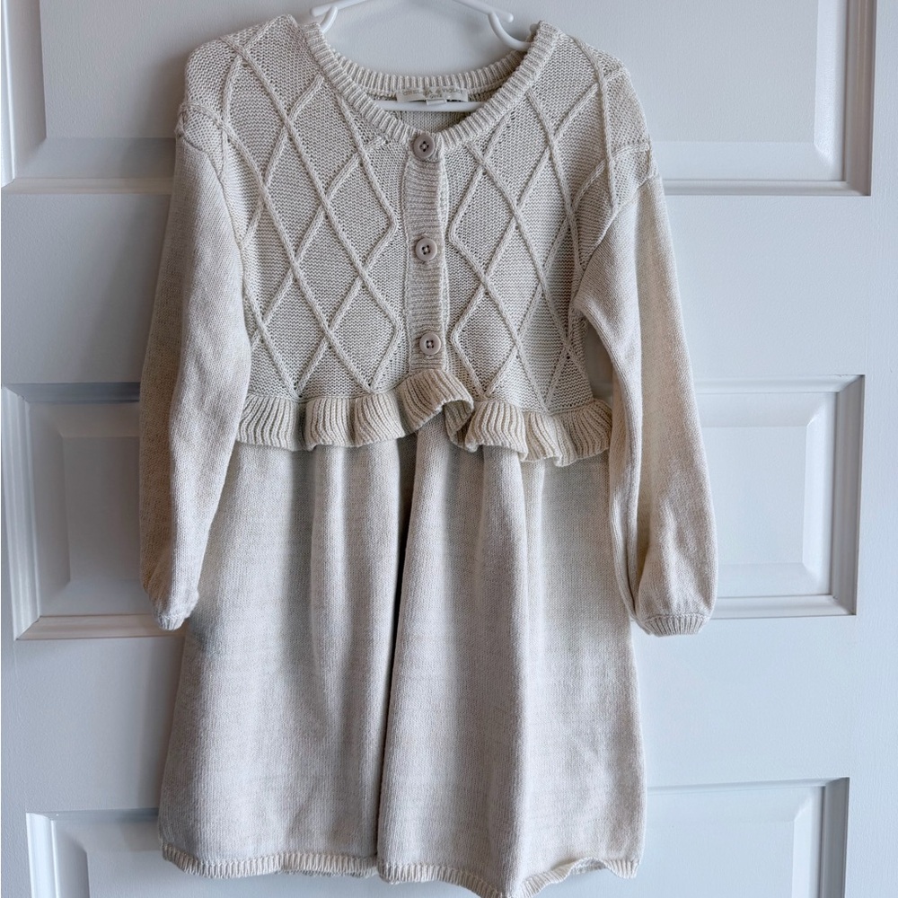 Chelsea & Violet Girls Size 4t Beige Long Sleeve Sweater Cream Dress